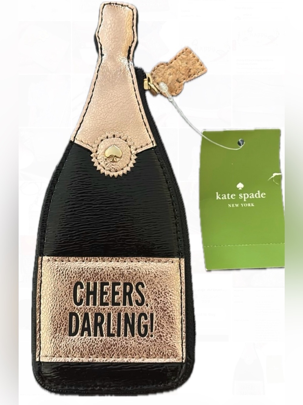 Kate Spade New York "Pop Fizz Clink" Champagne Bottle coin purse wristlet NWT - Picture 3 of 10